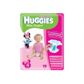 Подгузники Huggies Ultra Comfort 4 для девочек (8-14 кг.) 19 шт.