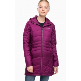 Демисезонная удлиненная куртка с капюшоном фиолетовая